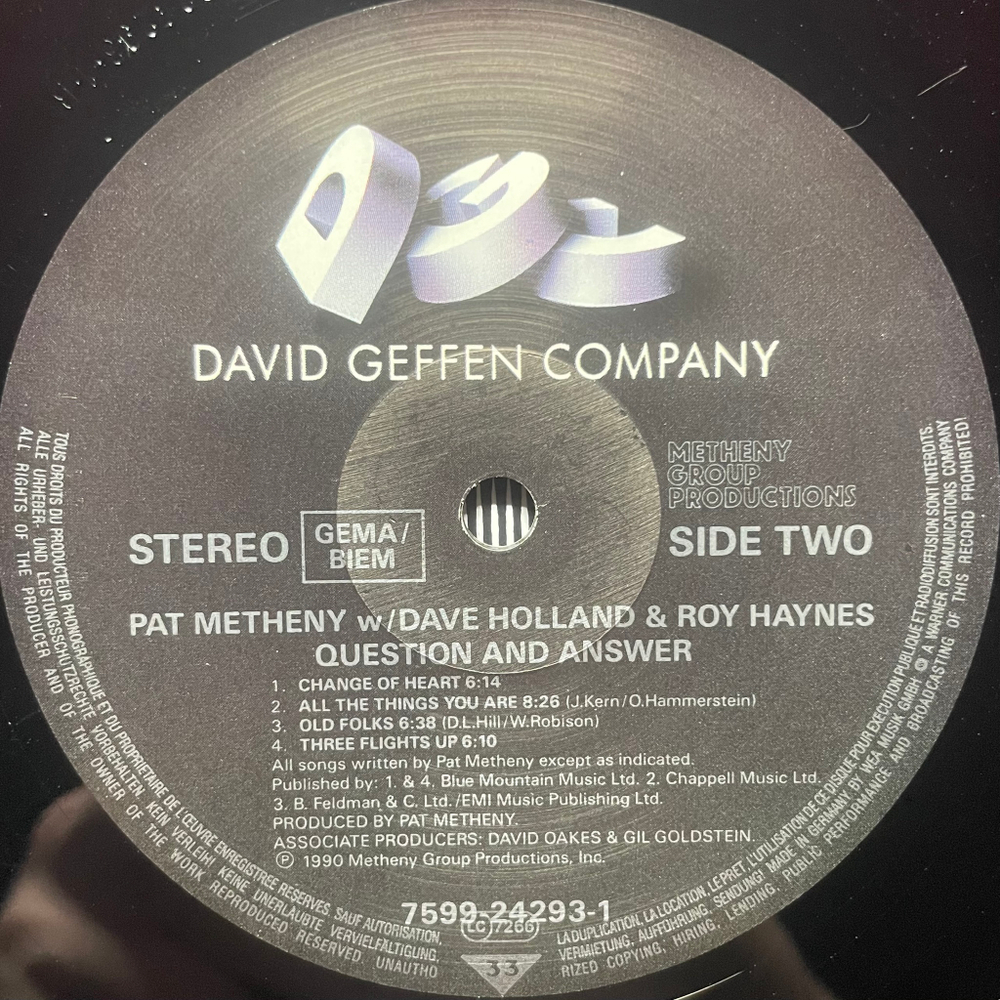 Pat Metheny w/ Dave Holland & Roy Haynes ‎– Question And Answer (Германия 1990г.)