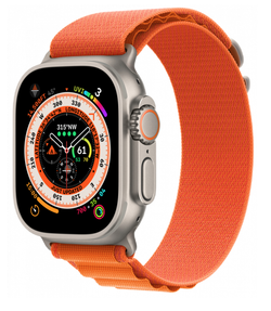 Apple Watch Ultra 49mm Titanium Case with Orange Alpine Loop