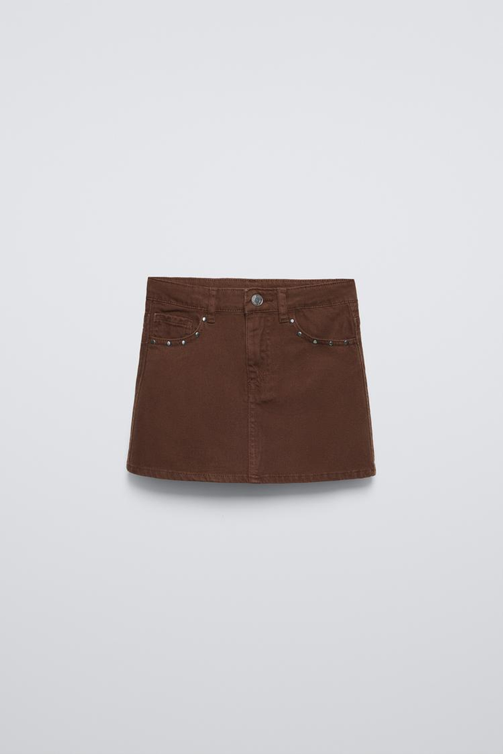 ZARA ЮБКА С ЗАКЛЕПКАМИ, КОРИЧНЕВЫЙ