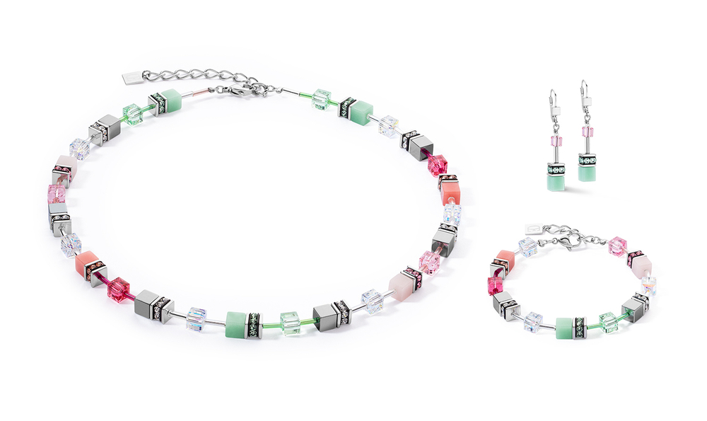 Колье Coeur de Lion Green-Pink 4023/10-0504
