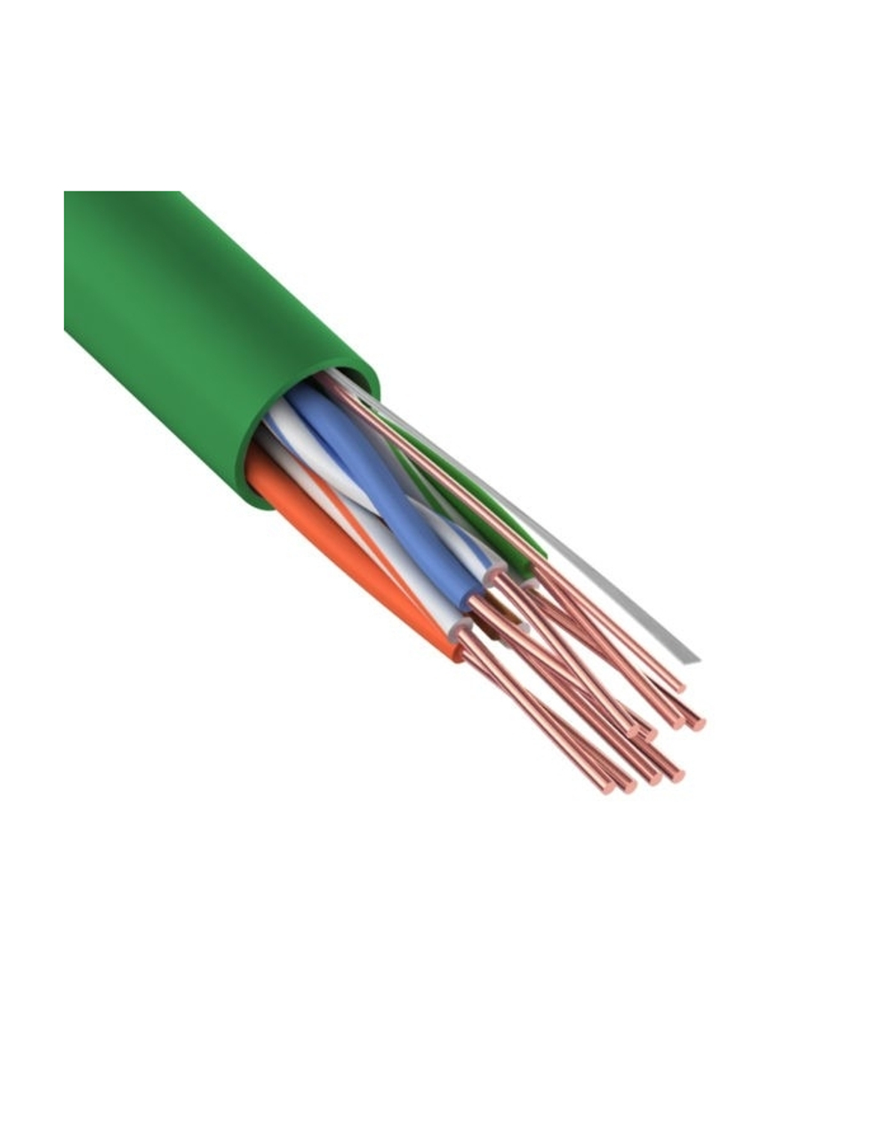 Rexant (01-0061) Кабель витая пара U/UTP, CAT 5e, нг(А)-LSLTx, 4х2х0,52мм, 24AWG, INDOOR, SOLID, зеленый, 305м