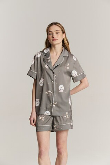 Шелковая блуза с кантом - новогодние лошади