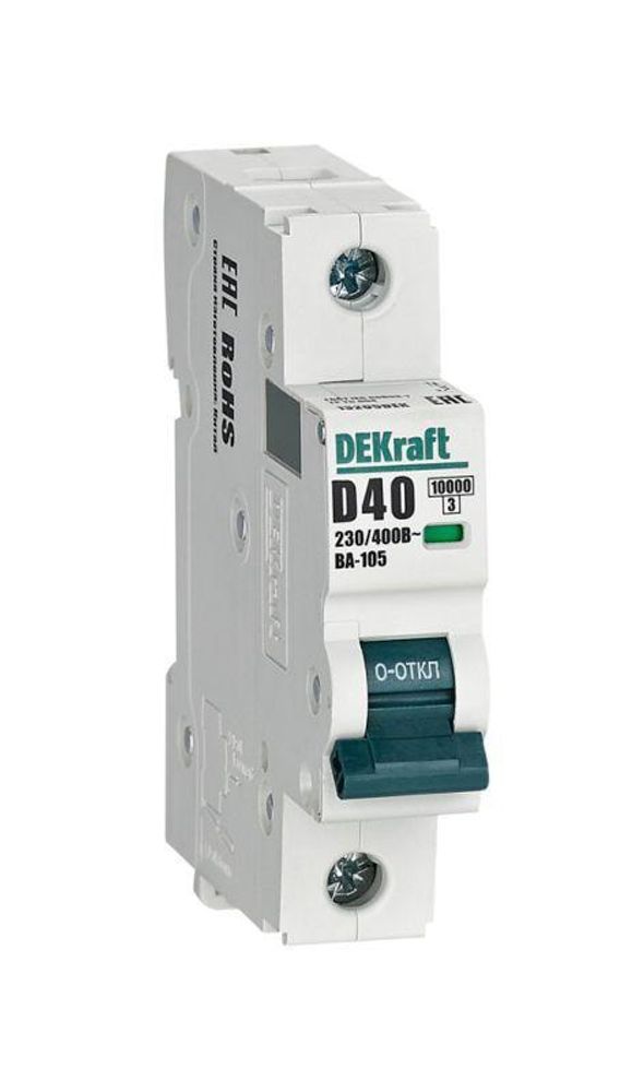 Выключатель автоматический модульный 1п D 40А 10кА ВА-105 DEKraft 13205DEK Выключатель автоматический модульный 1п D 40А 10кА ВА-105 DEKraft 13205DEK