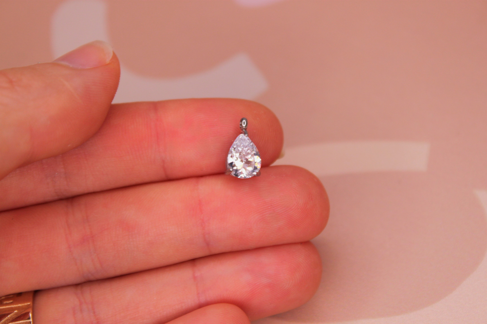 Подвеска капля кристалл 11х5х4 мм нержавеющая сталь