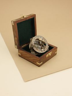 Nautical Морской компас в деревянном футляре