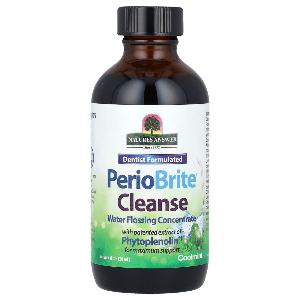 Nature's Answer, PerioBrite® Cleanse, водный концентрат для чистки зубной нити, прохладная мята, 120 мл (4 жидк. унц.)