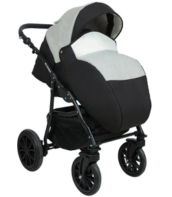 Детская коляска Alis Alvaro F 3 в 1 Al 04 т.серый+св.серый+белая кожа