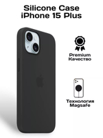 Силиконовый чехол Silicone Case iPhone 15 Plus, c MagSafe, Черный