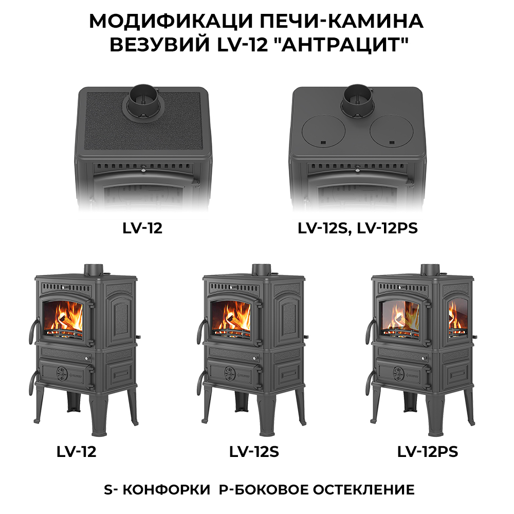 Печь-камин Везувий LV-12 "Антрацит"