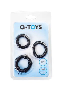 Набор колец A-Toys by TOYFA, TPE, силикон, черные, Ø 3,5/3/2 см