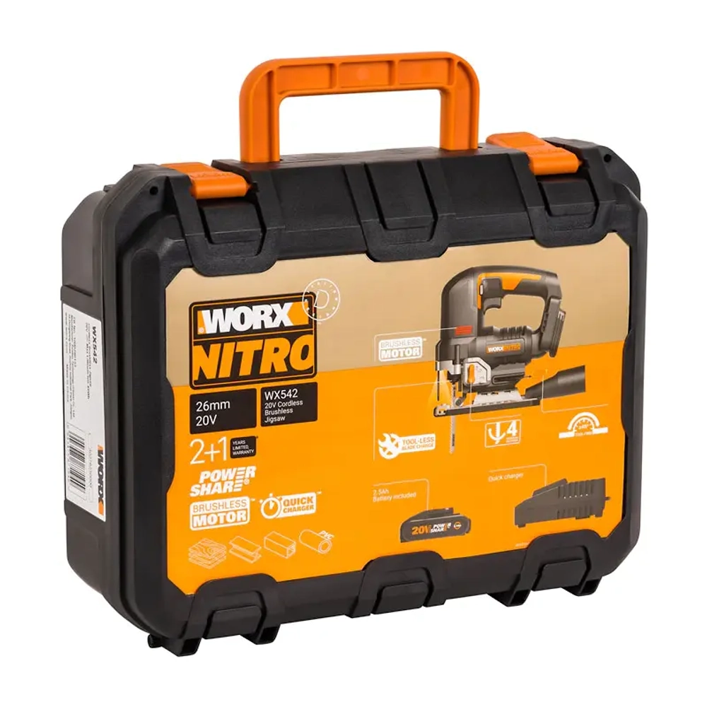 WORX WX542 лобзик аккумуляторный (1 x 2.5 Ач, ЗУ)