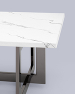 Журнальный столик Нэйтан 122*61 белый мрамор сталь темный хром