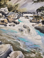 Картина авторская акварельная в паспарту 30х40 см на стену для интерьера "Пейзаж в стиле Фрэнк Эбера"