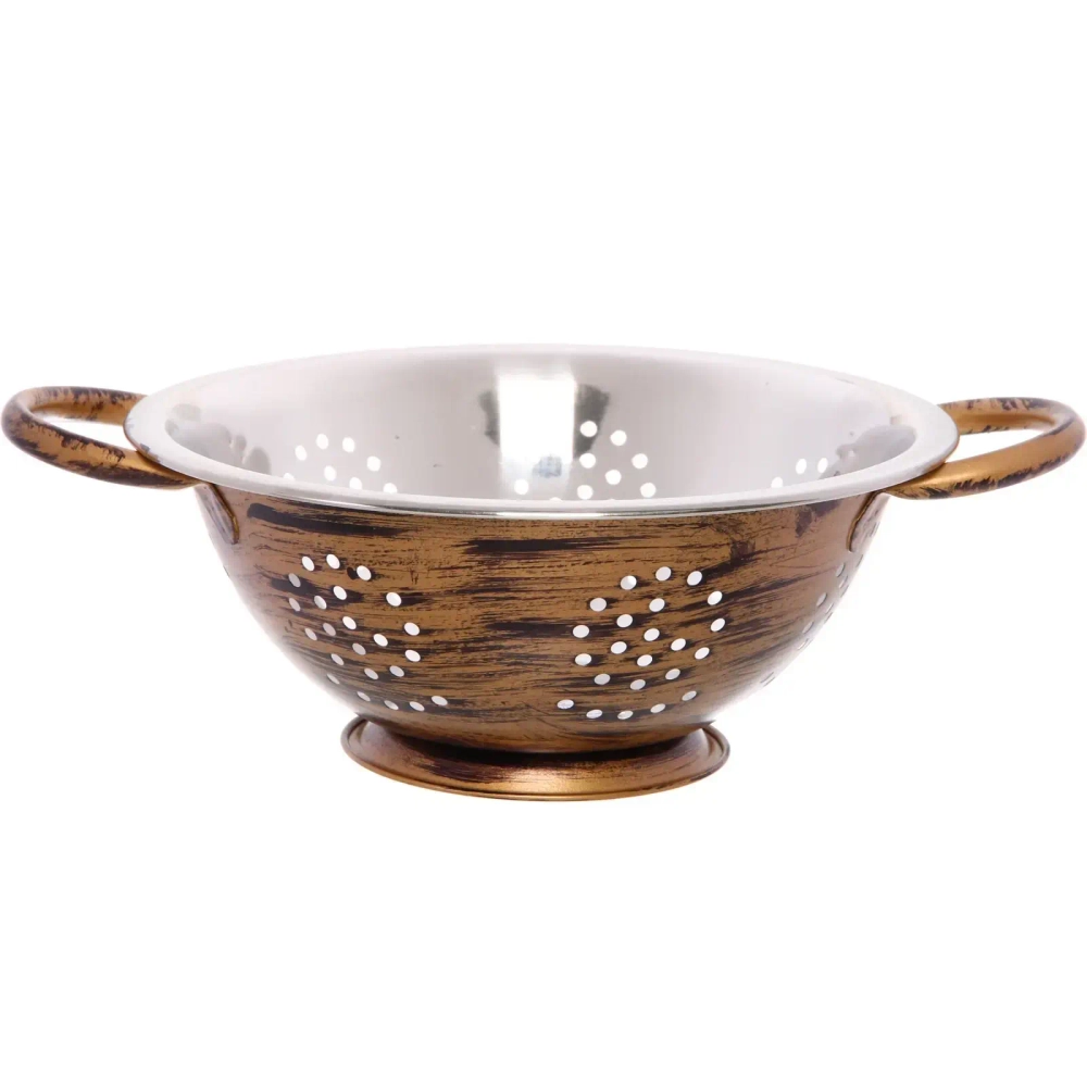 Дуршлаг из нержавеющей стали 1,3л 22см с 2-мя ручками цвет Антик