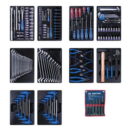 Цена на KING TONY (932-000MRD-MT) Набор инструментов для тележки, 10 ложементов, 173 предмета