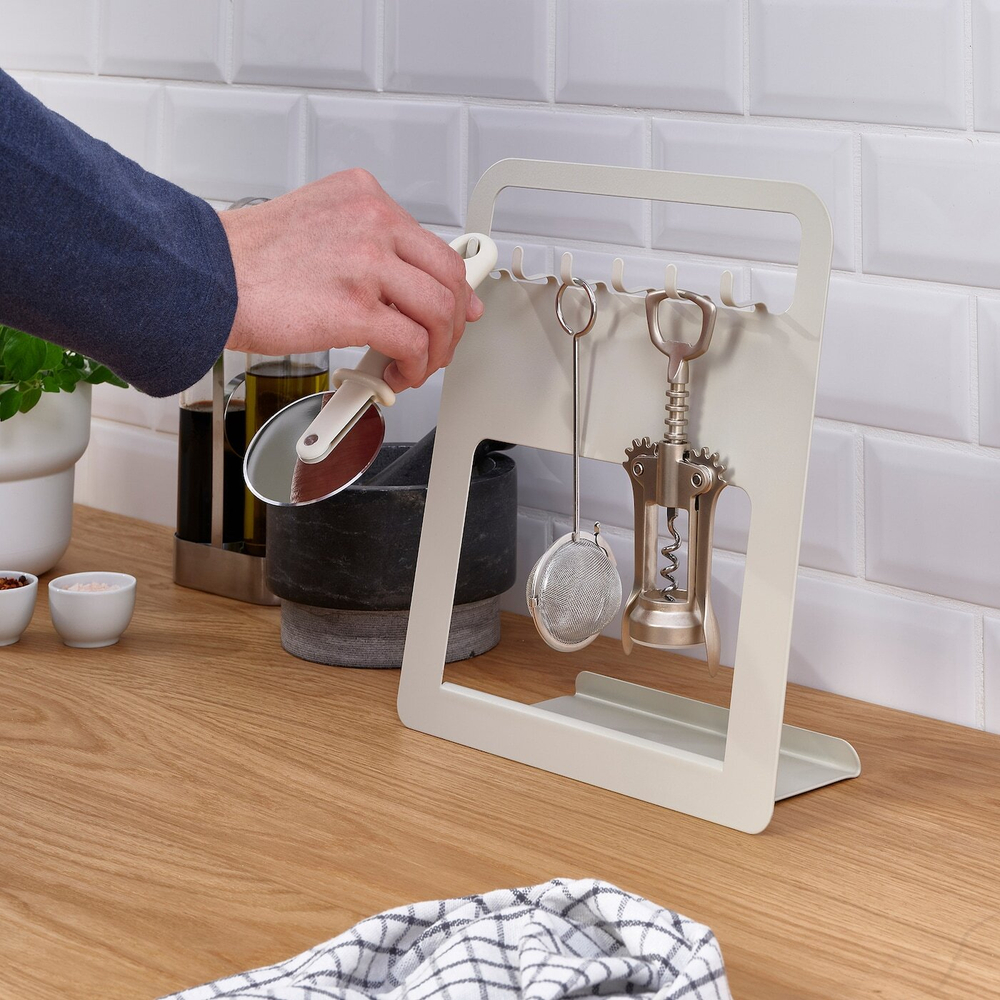 IKEA UPPFYLLD  (ИКЕА УППФЙЛЛД)  -  Держатель для кухонных принадлежностей, светло-серый/бежевый, 28x10 см