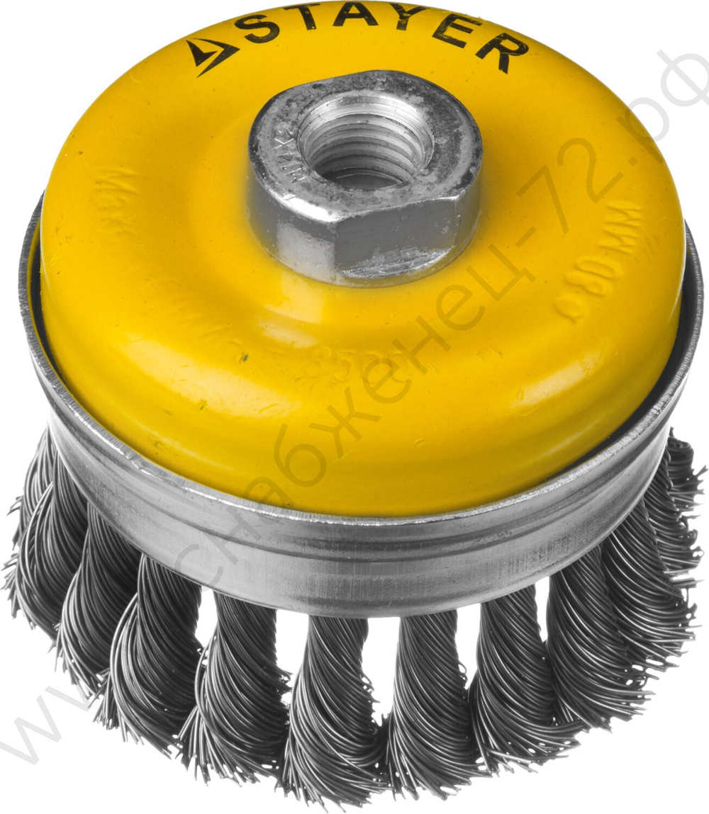 STAYER 80 мм, жгутированная стальная проволока, 0.5 мм, Щетка чашечная, PROFESSIONAL (35137-080)