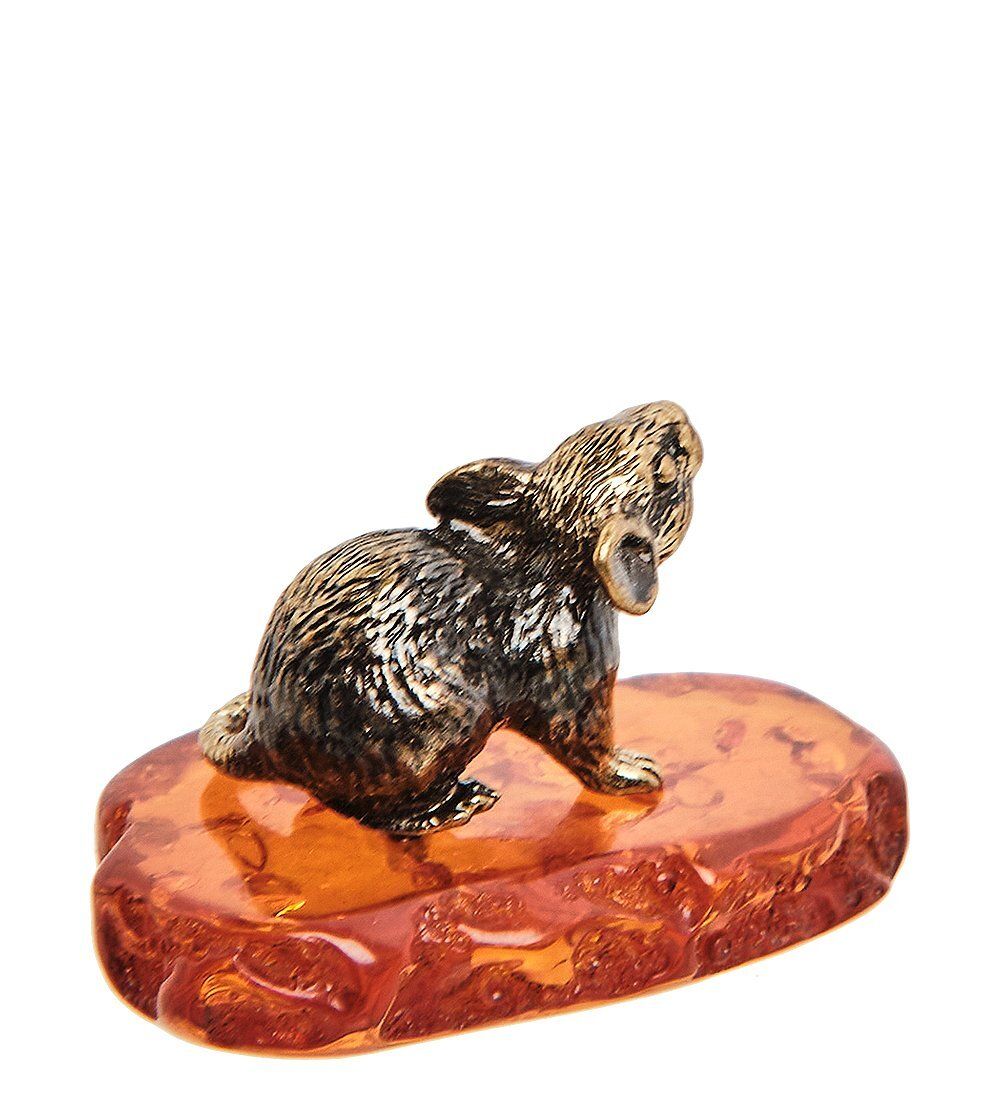 Народные промыслы AM-3038 Фигурка «Мышка Полевка» (латунь, янтарь)