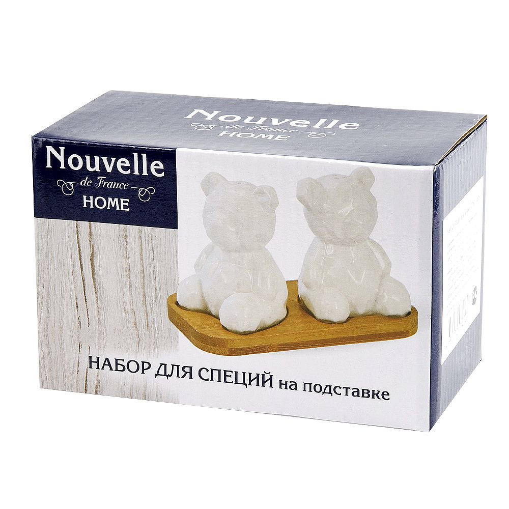 Набор для специй солонка/ перечница " " 14*7*8,5см. на бамбуковой подставке