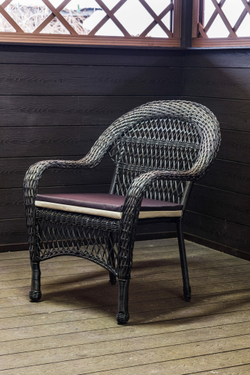 Кресло из искусственного ротанга МЭДИСОН НЬЮ «MEDISON NEW» арт.A6348 dark brown с подушками на сидение