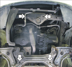 Усиленная защита Motodor картера двигателя, кпп. 2 мм, сталь. для SEAT Ibiza 1993-1999,Volkswagen Passat B3 1988-1993,SEAT Ibiza 1999-2002,Volkswagen Passat B4 1993-1996,Volkswagen Golf III 1991-1997,Volkswagen Vento 1991-1998 арт.02701