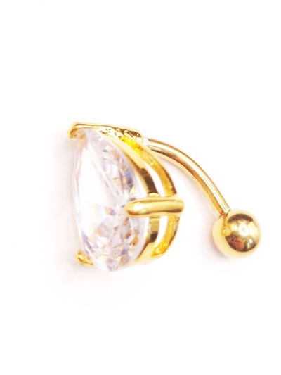 Украшение для пирсинга пупка " Слеза" с большим прозрачным кристаллом. Медицинская сталь