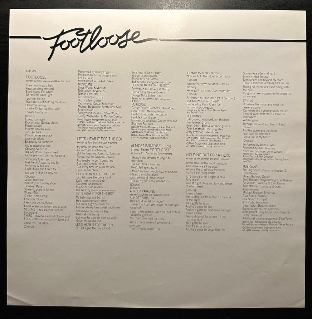 Footloose (Original Motion Picture Soundtrack) Япония 1977г.