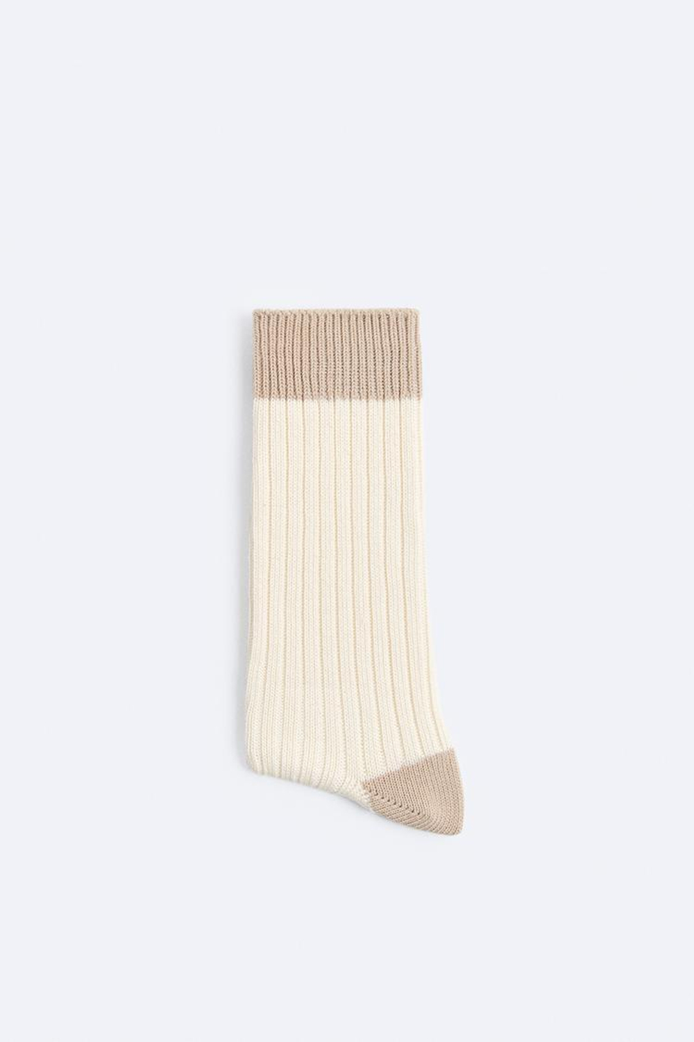 ZARA НОСКИ С КОНТРАСТНЫМИ ДЕТАЛЯМИ, ЭКРЮ