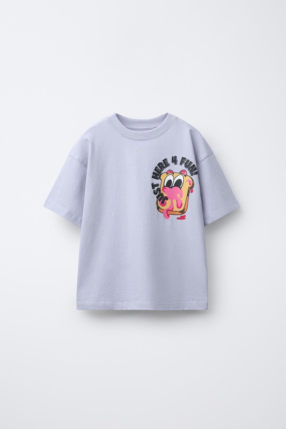 ZARA ФУТБОЛКА С ПРИНТОМ, СИРЕНЕВЫЙ