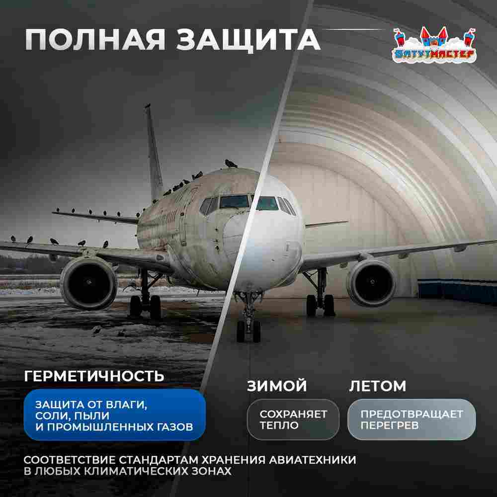 Надувной ангар для самолета «ПилотГараж», 60×45×20 м