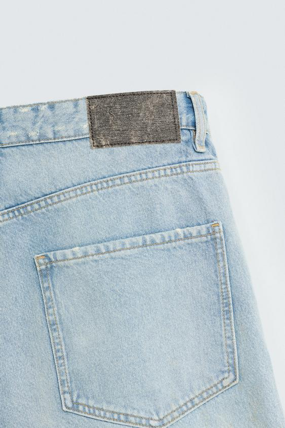 ZARA ДЖИНСОВЫЕ ШОРТЫ-БЕРМУДЫ BAGGY FIT В ВИНТАЖНОМ СТИЛЕ, ГОЛУБОЙ