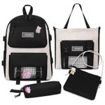 Рюкзак HEIKKI COMBO (ХЕЙКИ), сумка-шоппер, косметичка, пенал В ПОДАРОК, черн/бел, 42х30х14 см,272564