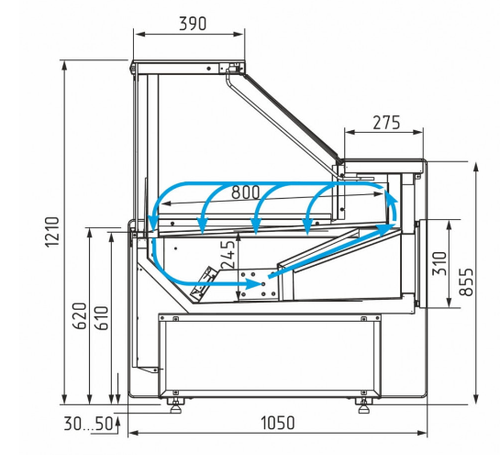 Холодильная витрина CARBOMA BAVARIA 3 GC111 VM 3,75-1 динамика без боковин