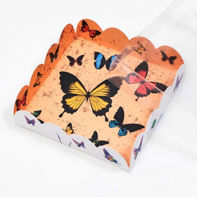Коробочка для печенья "Акварельные бабочки", 12 х 12 х 3 см