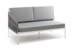 "Канны" правый модуль плетеный из роупа, каркас алюминий светло-серый (RAL7035) шагрень, роуп серый круглый, ткань серая 017