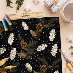 Ткань премиум бифлекс шишки на фоне ночного неба