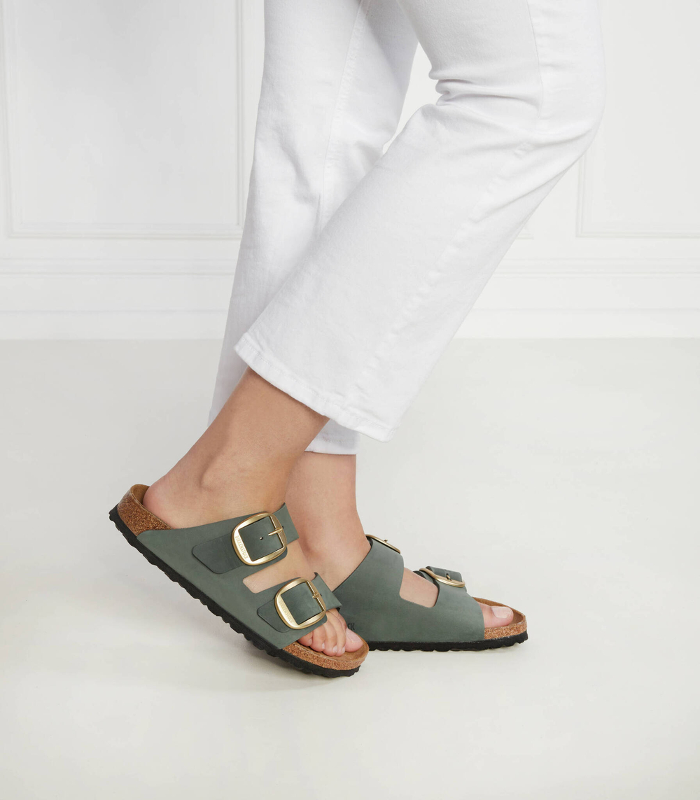 Кожаные шлепанцы arizona big buckle lenb thyme Birkenstock - зеленый(1025367)