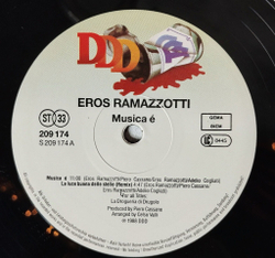 Винтажная виниловая пластинка LP Eros Ramazzotti Musica E (Germany 1988) Uno Di Noi