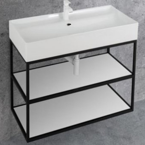Консоль под раковину Cezares Cadro 80 CADRO-80/46/58-2C-SO-MET-ST Черная матовая