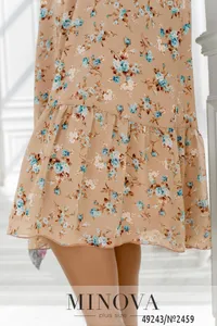 Платье 2459-бежевый-голубой Minova