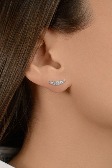 Серебряная серьга с фианитами (пирсинг)