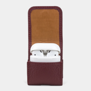 Чехол-держатель для наушников Petit Easy из натуральной кожи теленка, бордового цвета