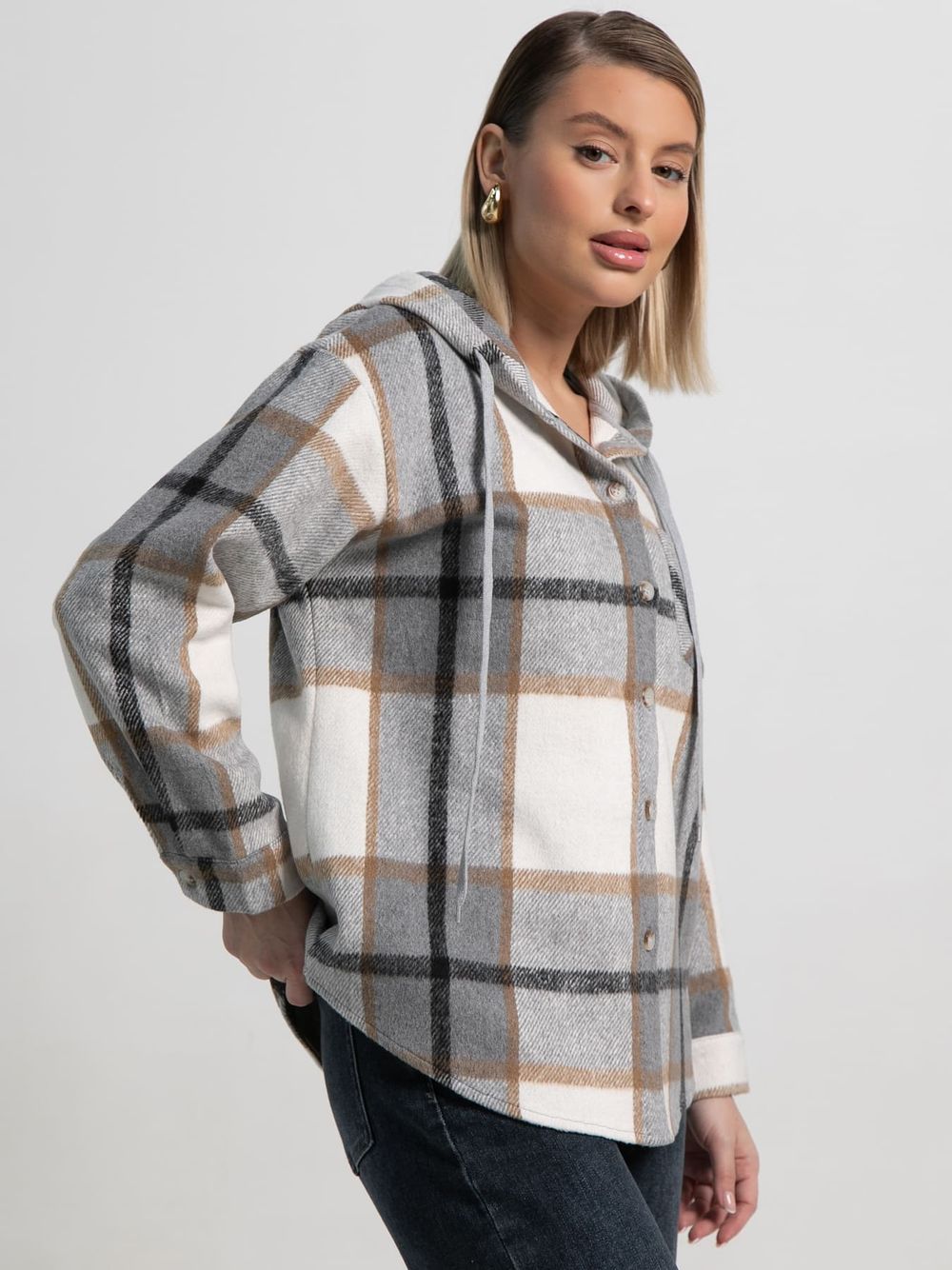 Рубашка теплая с капюшоном Олиссия (серая) Б15504-18М LT Collection