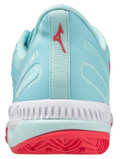 Женские теннисные кроссовки Mizuno Wave Exceed Tour 5 CC - tanager turquoise/fiery coral/white