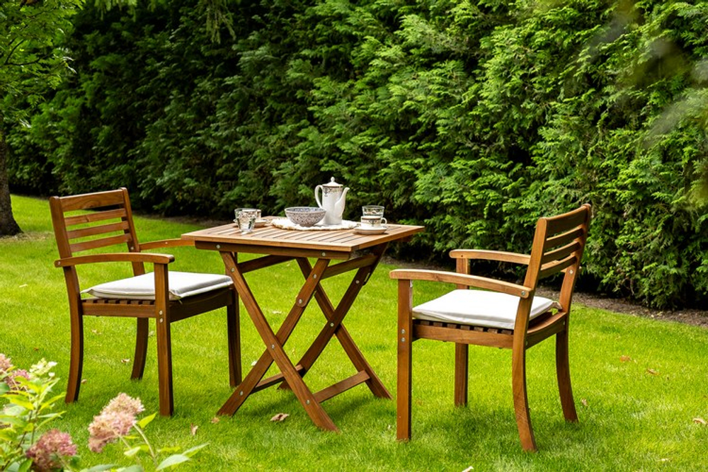 Кофейный комплект из акации Joygarden КАРО с высоким столом, слоновая кость