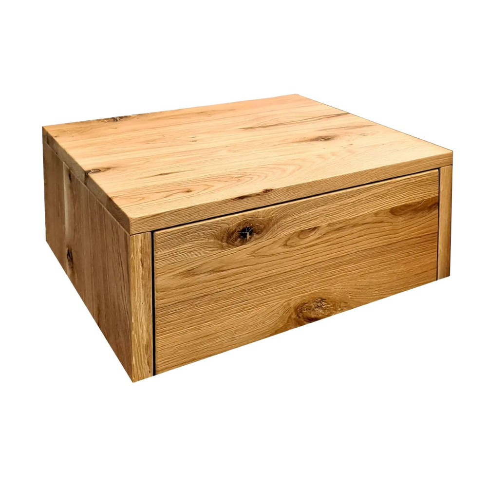 Тумба прикроватная парящая навесная 35х35х16, Дольче Вита, массив дуба с выдвижным ящиком, 1 шт, Dipriz