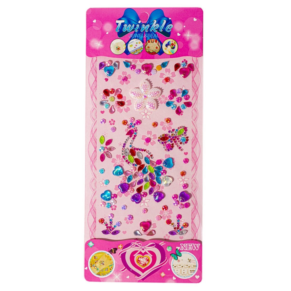 Наклейки-стразы Alingar, акриловые, "Павлин", пакет с европодвесом