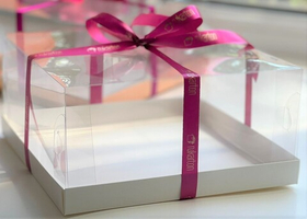 Коробка под торт с прозрачным куполом 205*205*100 (белая)