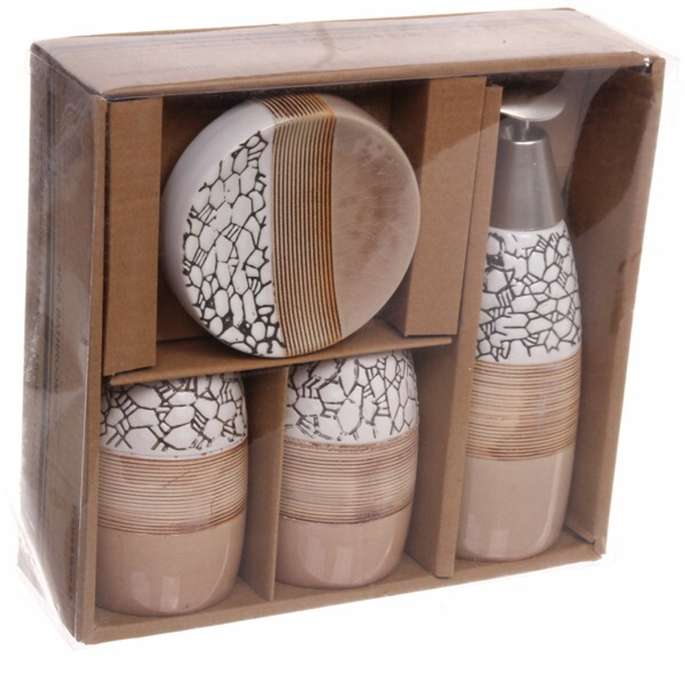 Набор для ванной из 4-х предметов керамический «Гермес» бело-черный