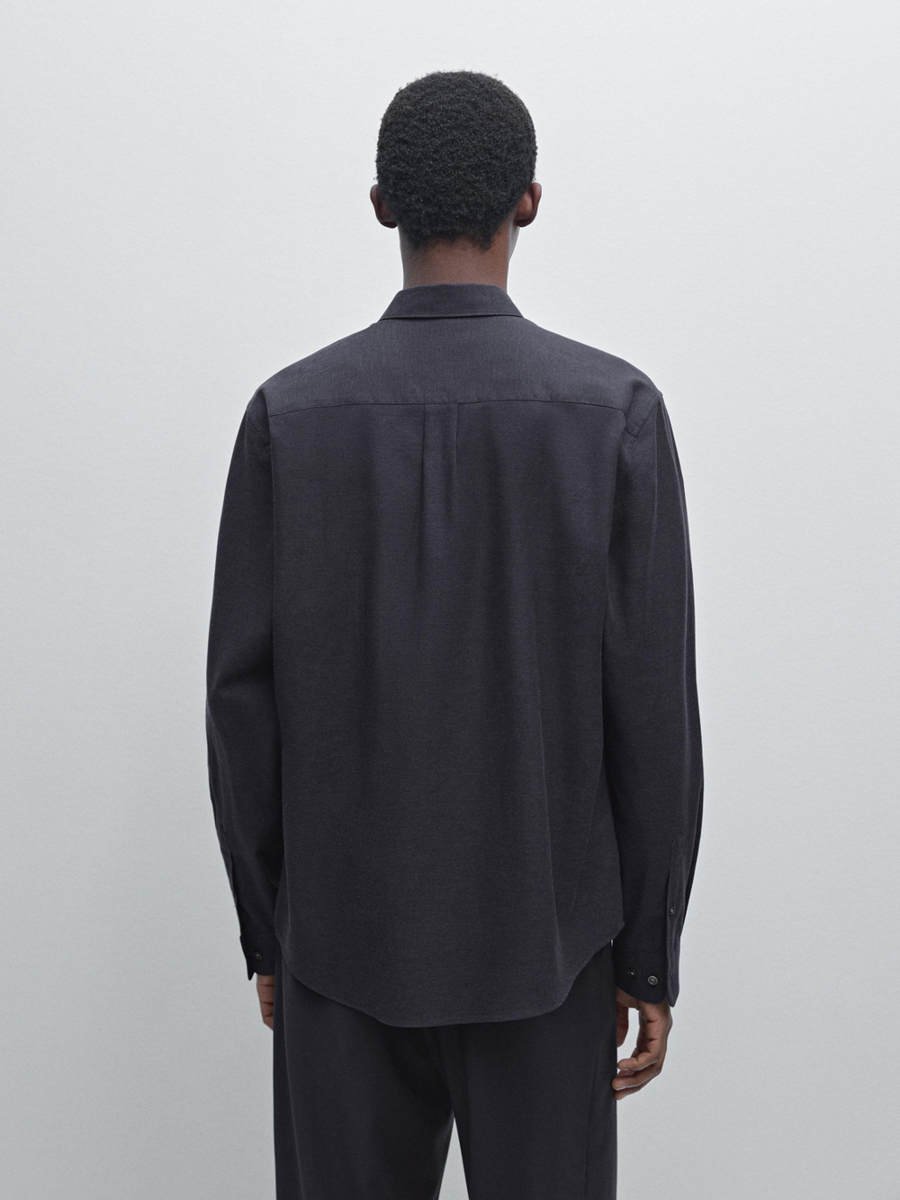 Massimo Dutti Меланжевая рубашка классического кроя, темно-синий